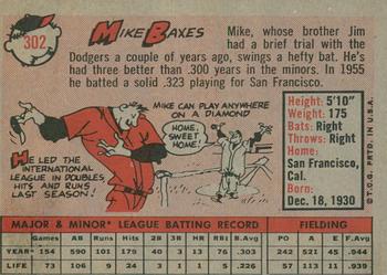 2014 Topps - 75th Anniversary Buybacks 1958 #302 Mike Baxes Back