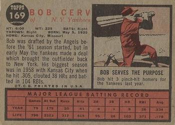 2014 Topps - 75th Anniversary Buybacks 1962 #169 Bob Cerv Back