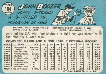 2014 Topps - 75th Anniversary Buybacks 1965 #184 John Boozer Back