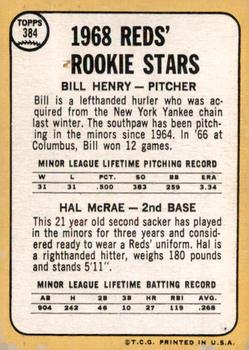2014 Topps - 75th Anniversary Buybacks 1968 #384 Reds Rookie Stars- Bill Henry / Hal McRae Back