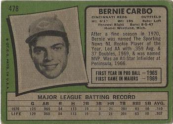 2014 Topps - 75th Anniversary Buybacks 1971 #478 Bernie Carbo Back