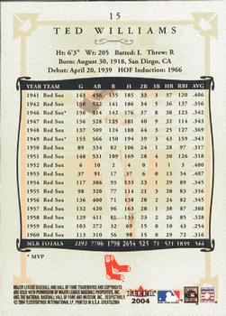 2004 Fleer Greats of the Game #15 Ted Williams Back