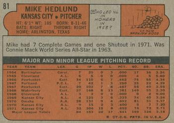 2014 Topps - 75th Anniversary Buybacks 1972 #81 Mike Hedlund Back