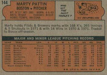 2014 Topps - 75th Anniversary Buybacks 1972 #144 Marty Pattin Back
