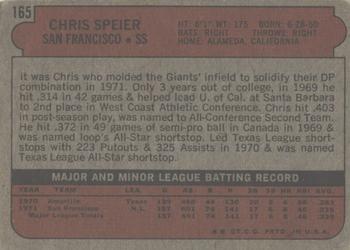 2014 Topps - 75th Anniversary Buybacks 1972 #165 Chris Speier Back