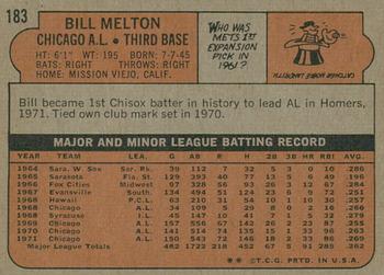 2014 Topps - 75th Anniversary Buybacks 1972 #183 Bill Melton Back