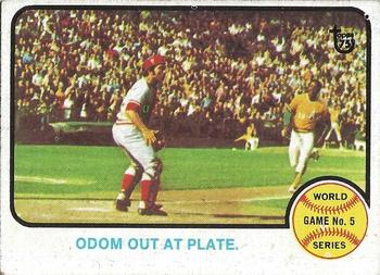 2014 Topps - 75th Anniversary Buybacks 1973 #207 World Series Game No. 5: Odom Out at Plate Front