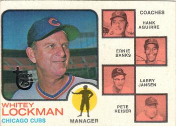 2014 Topps - 75th Anniversary Buybacks 1973 #81 Cubs Field Leaders (Whitey Lockman / Hank Aguirre / Ernie Banks / Larry Jansen / Pete Reiser) Front