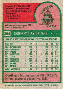 2014 Topps - 75th Anniversary Buybacks 1975 #294 Geoff Zahn Back