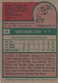 2014 Topps - 75th Anniversary Buybacks 1975 #12 David Clyde Back