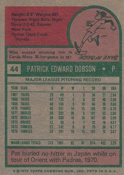 2014 Topps - 75th Anniversary Buybacks 1975 #44 Pat Dobson Back