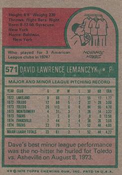 2014 Topps - 75th Anniversary Buybacks 1975 #571 Dave Lemanczyk Back