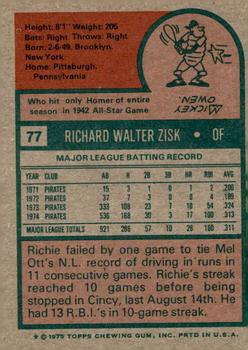 2014 Topps - 75th Anniversary Buybacks 1975 #77 Richie Zisk Back