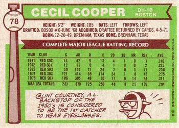 2014 Topps - 75th Anniversary Buybacks 1976 #78 Cecil Cooper Back