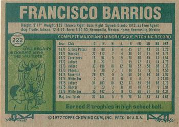 2014 Topps - 75th Anniversary Buybacks 1977 #222 Francisco Barrios Back