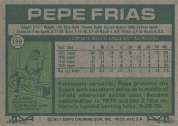 2014 Topps - 75th Anniversary Buybacks 1977 #199 Pepe Frias Back