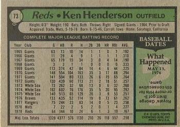 2014 Topps - 75th Anniversary Buybacks 1979 #73 Ken Henderson Back