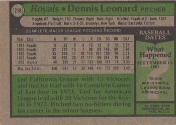 2014 Topps - 75th Anniversary Buybacks 1979 #218 Dennis Leonard Back
