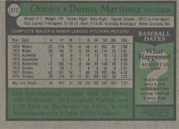 2014 Topps - 75th Anniversary Buybacks 1979 #211 Denny Martinez Back