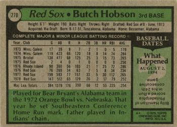 2014 Topps - 75th Anniversary Buybacks 1979 #270 Butch Hobson Back