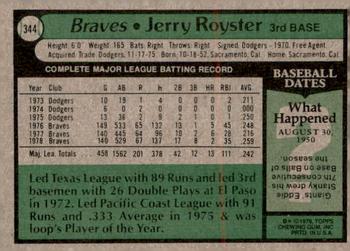2014 Topps - 75th Anniversary Buybacks 1979 #344 Jerry Royster Back