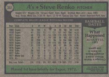 2014 Topps - 75th Anniversary Buybacks 1979 #352 Steve Renko Back