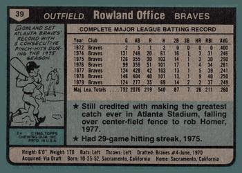 2014 Topps - 75th Anniversary Buybacks 1980 #39 Rowland Office Back