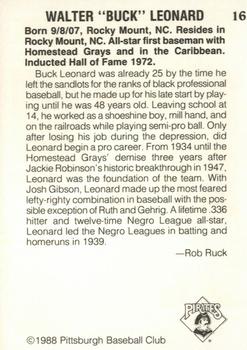 1988 Pittsburgh Negro League Stars #16 Walter 