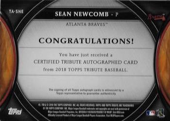 2018 Topps Tribute - Autographs Blue #TA-SNE Sean Newcomb Back