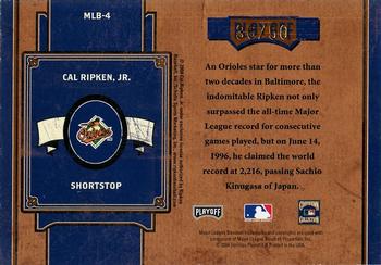 2004 Playoff Prime Cuts II - MLB Icons #MLB-4 Cal Ripken Jr. Back