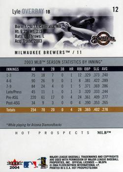 2004 Fleer Hot Prospects Draft Edition #12 Lyle Overbay Back
