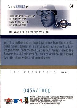 2004 Fleer Hot Prospects Draft Edition #64 Chris Saenz Back
