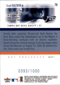 2004 Fleer Hot Prospects Draft Edition #70 Scott Kazmir Back