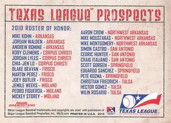 2010 Grandstand Texas League Top Prospects #NNO Header Back