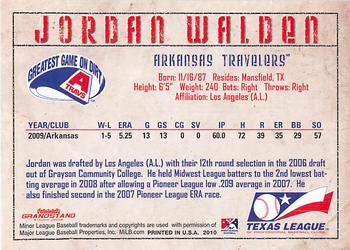 2010 Grandstand Texas League Top Prospects #NNO Jordan Walden Back