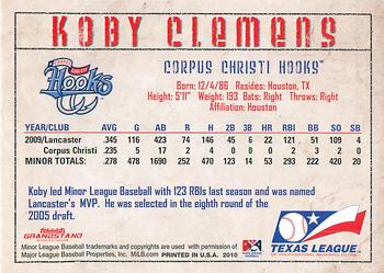 2010 Grandstand Texas League Top Prospects #NNO Koby Clemens Back