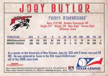 2010 Grandstand Texas League Top Prospects #NNO Joey Butler Back