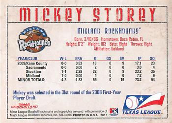 2010 Grandstand Texas League Top Prospects #NNO Mickey Storey Back