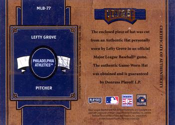 2004 Playoff Prime Cuts II - MLB Icons Material Number #MLB-77 Lefty Grove Back