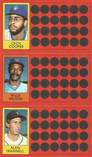 1981 Topps Scratch-Offs - Panels #2 / 20 / 38 Cecil Cooper / Willie Wilson / Alan Trammell Front