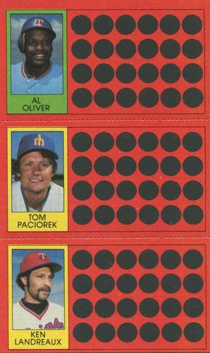 1981 Topps Scratch-Offs - Panels #4 / 23 / 41 Al Oliver / Tom Paciorek / Ken Landreaux Front