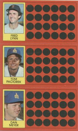 1981 Topps Scratch-Offs - Panels #5 / 23 / 40 Fred Lynn / Tom Paciorek / Dan Meyer Front