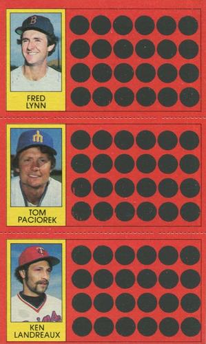 1981 Topps Scratch-Offs - Panels #5 / 23 / 41 Fred Lynn / Tom Paciorek / Ken Landreaux Front