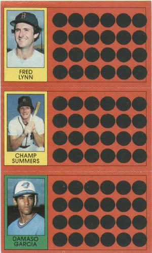 1981 Topps Scratch-Offs - Panels #5 / 24 / 42 Fred Lynn / Champ Summers / Damaso Garcia Front