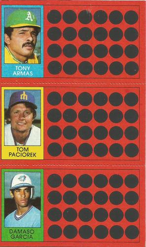 1981 Topps Scratch-Offs - Panels #6 / 23 / 42 Tony Armas / Tom Paciorek / Damaso Garcia Front