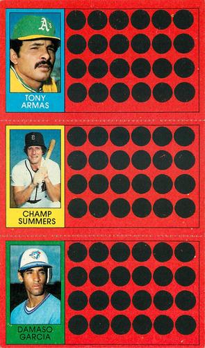 1981 Topps Scratch-Offs - Panels #6 / 24 / 42 Tony Armas / Champ Summers / Damaso Garcia Front