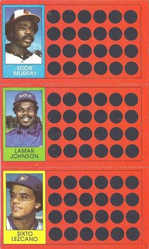 1981 Topps Scratch-Offs - Panels #9 / 26 / 45 Eddie Murray / Lamar Johnson / Sixto Lezcano Front