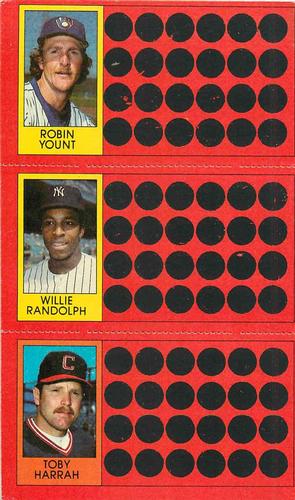1981 Topps Scratch-Offs - Panels #10 / 36 / 46 Robin Yount / Willie Randolph / Toby Harrah Front