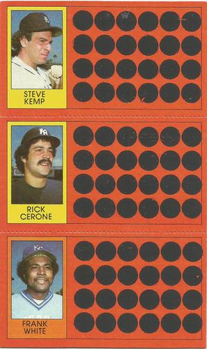 1981 Topps Scratch-Offs - Panels #11 / 28 / 47 Steve Kemp / Rick Cerone / Frank White Front
