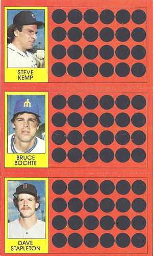 1981 Topps Scratch-Offs - Panels #11 / 30 / 48 Steve Kemp / Bruce Bochte / Dave Stapleton Front